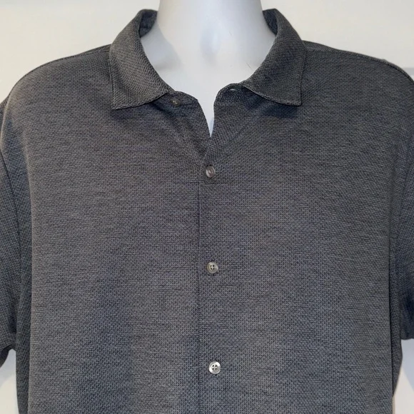 Robert Barakett Robbins Knit Button-Down Shirt Men’s XXL Gray Short Sleeve - Picture 7 of 11